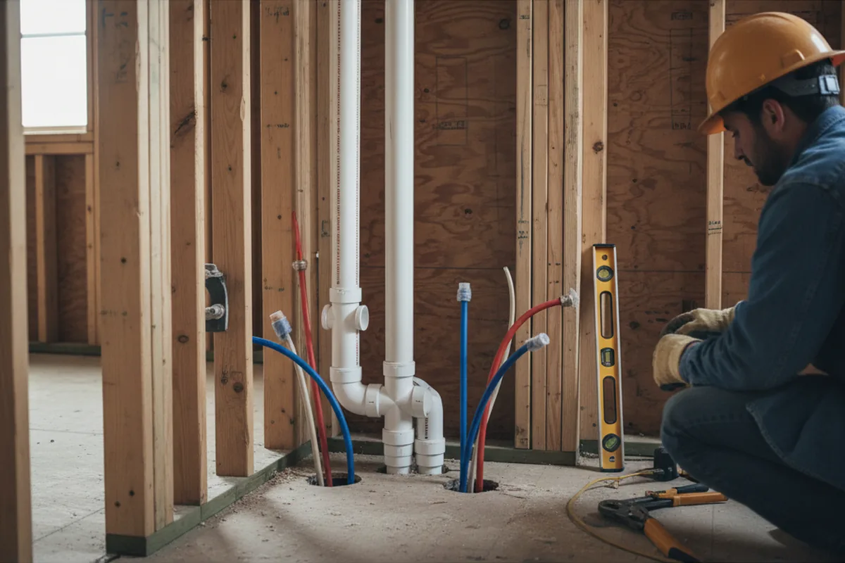 Drain and supply rough-in during Garbage Disposal Repair in North Fork